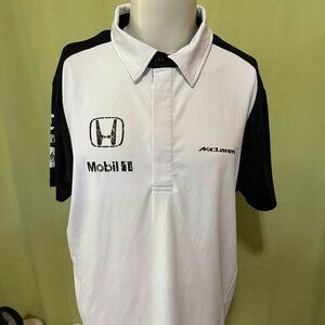 McLaren Honda Mobil Men's White Athletic Polo Shirt Large Polyester